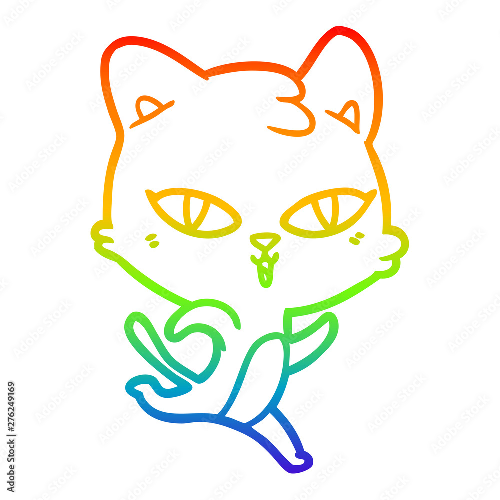 rainbow gradient line drawing cartoon cat rainbow gradient line drawing cartoon cat