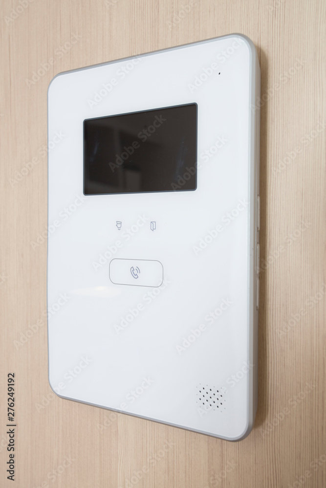 Video intercom, security system safety in modern apartment Video intercom, security system safety in modern apartment