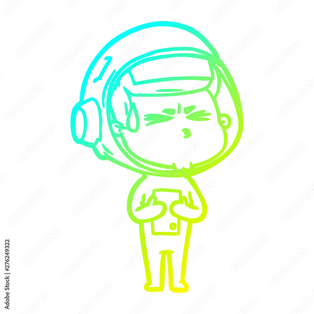 cold gradient line drawing cartoon stressed astronaut cold gradient line drawing cartoon stressed astronaut