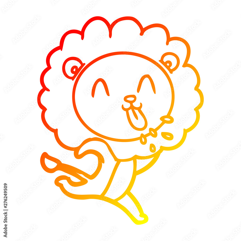 warm gradient line drawing happy cartoon lion warm gradient line drawing happy cartoon lion