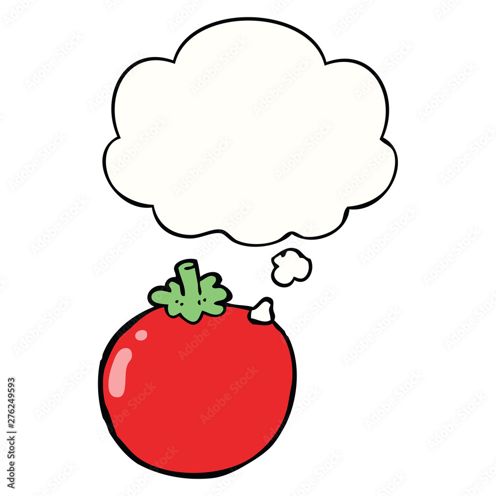 Fototapeta premium cartoon tomato and thought bubble
