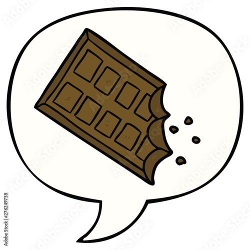 cartoon bar of chocolate and speech bubble