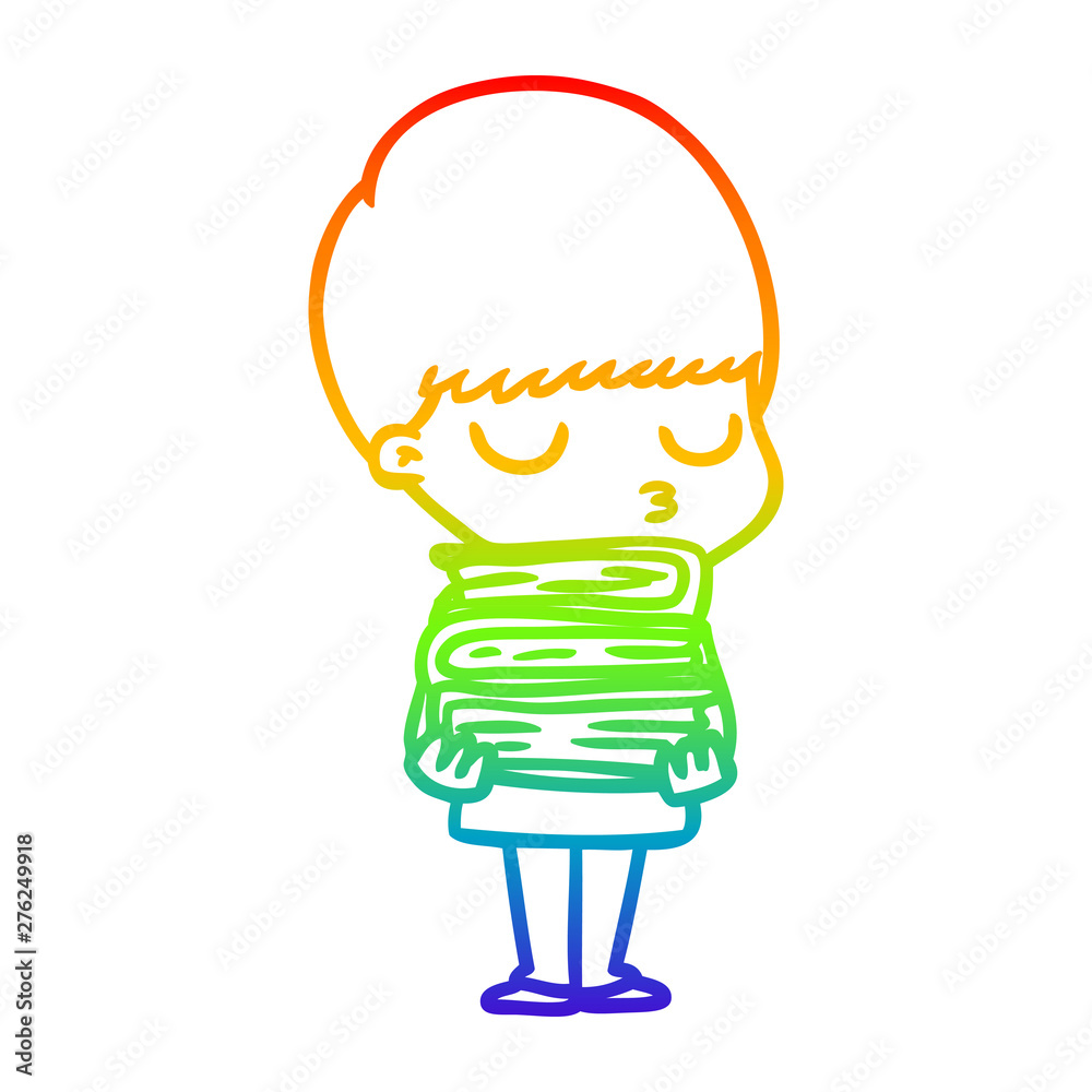 rainbow gradient line drawing cartoon calm boy rainbow gradient line drawing cartoon calm boy
