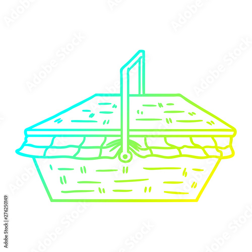 cold gradient line drawing cartoon picnic basket