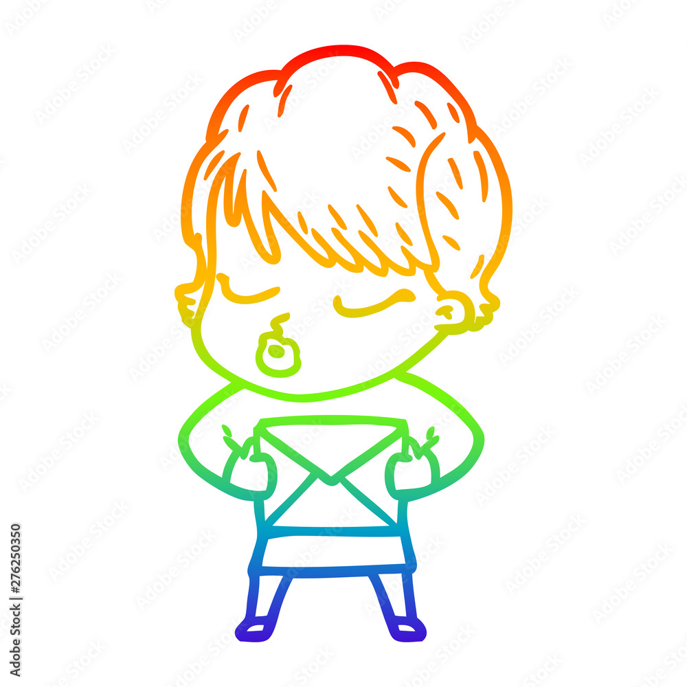 rainbow gradient line drawing cartoon woman with eyes shut rainbow gradient line drawing cartoon woman with eyes shut