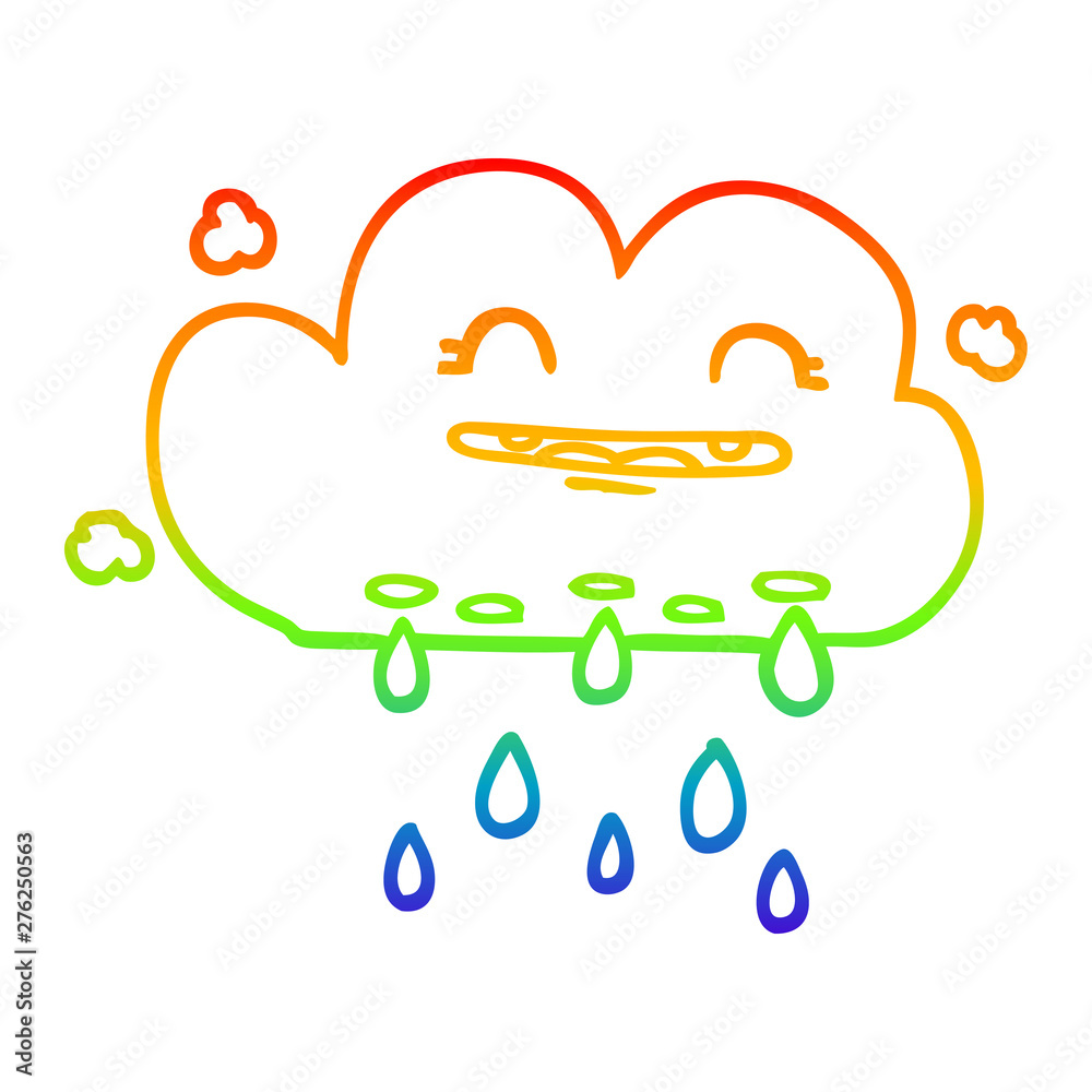rainbow gradient line drawing cartoon rain cloud rainbow gradient line drawing cartoon rain cloud