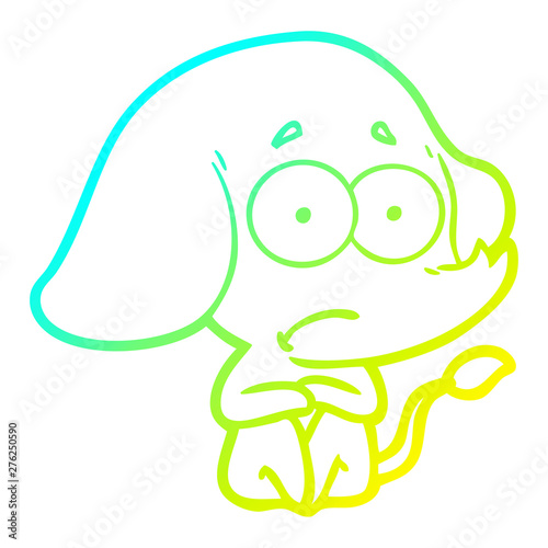 cold gradient line drawing cartoon unsure elephant
