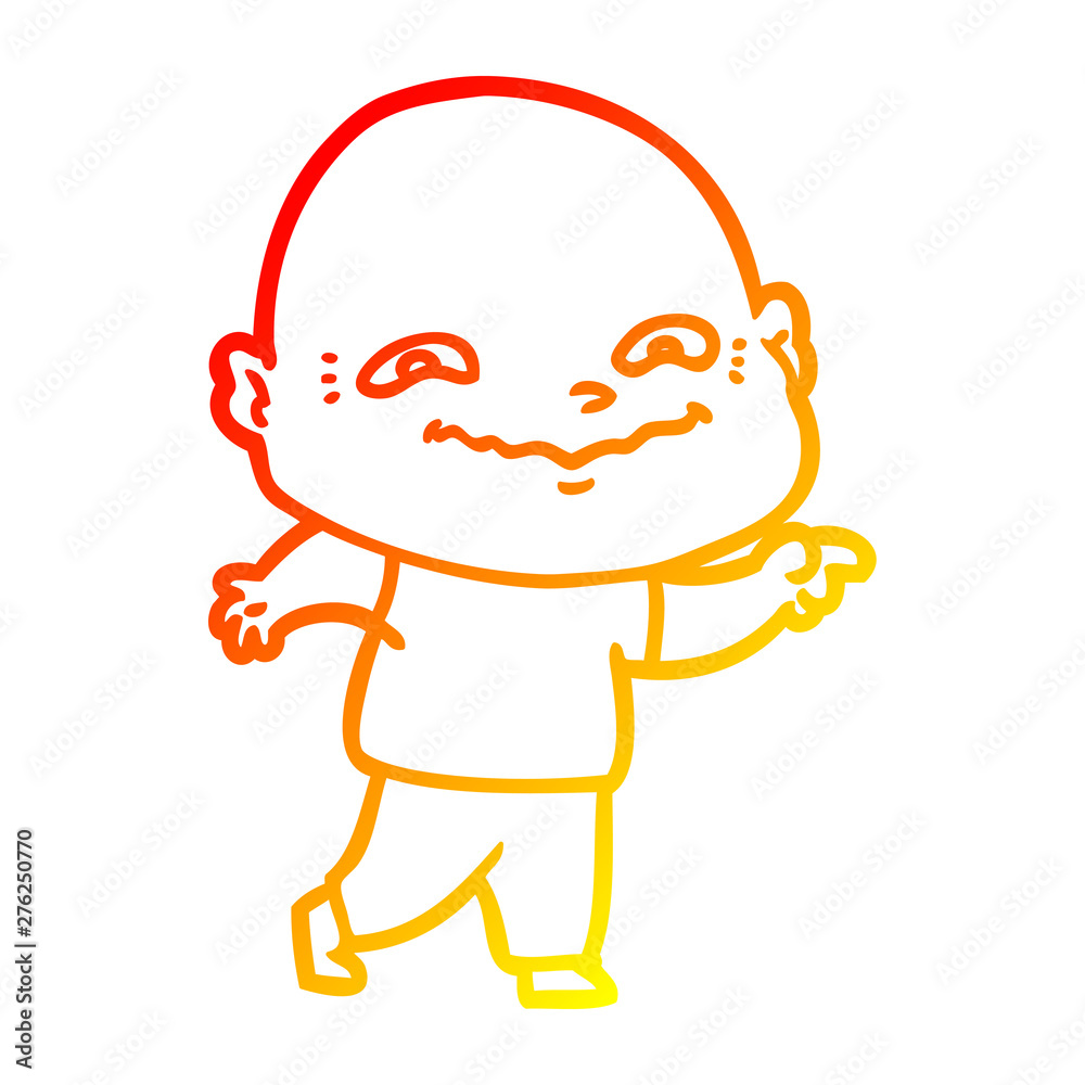 warm gradient line drawing cartoon creepy guy