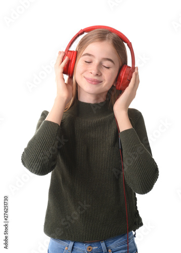 Cute teenage girl listening...