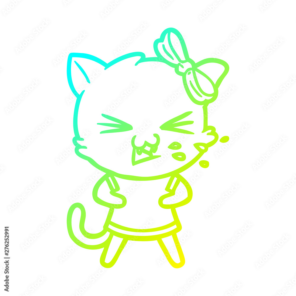cold gradient line drawing cartoon cat cold gradient line drawing cartoon cat