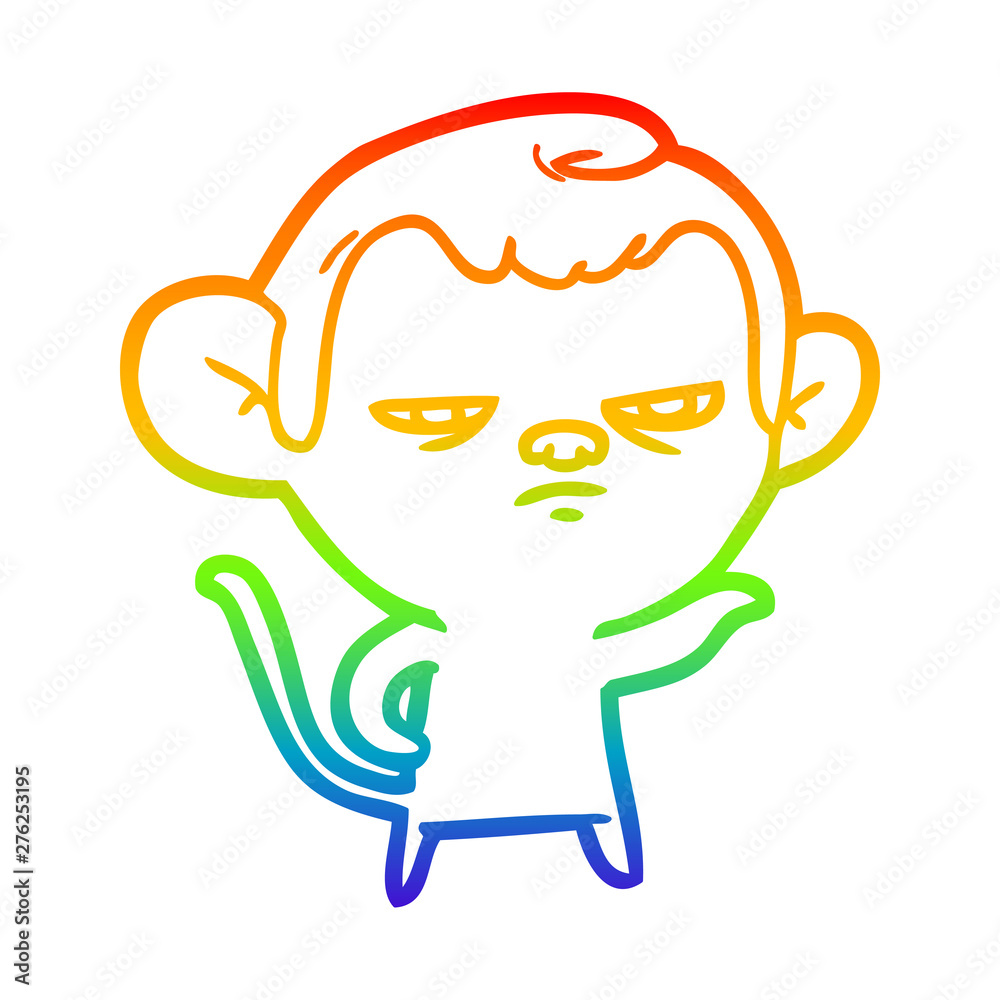 rainbow gradient line drawing cartoon monkey rainbow gradient line drawing cartoon monkey