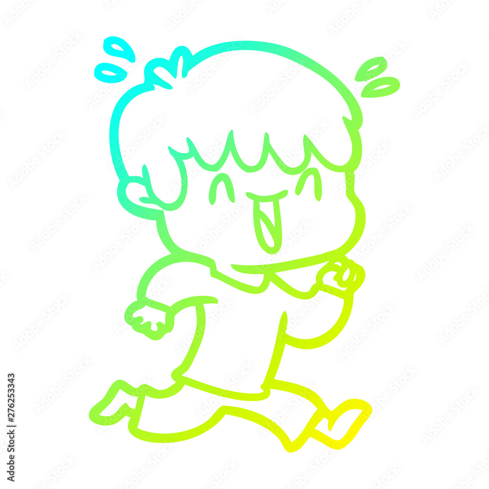 Obraz premium cold gradient line drawing cartoon laughing boy