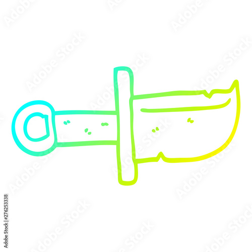 cold gradient line drawing cartoon dagger