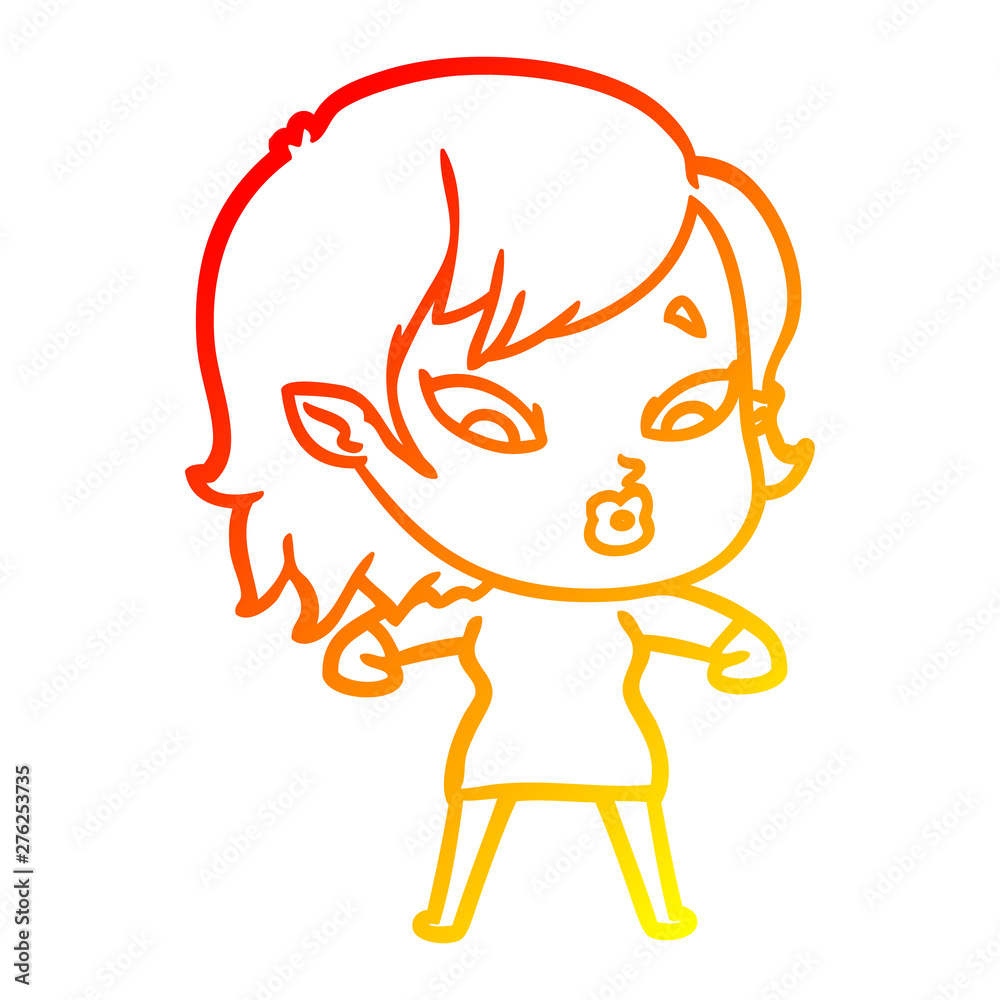 warm gradient line drawing cute cartoon vampire girl warm gradient line drawing cute cartoon vampire girl