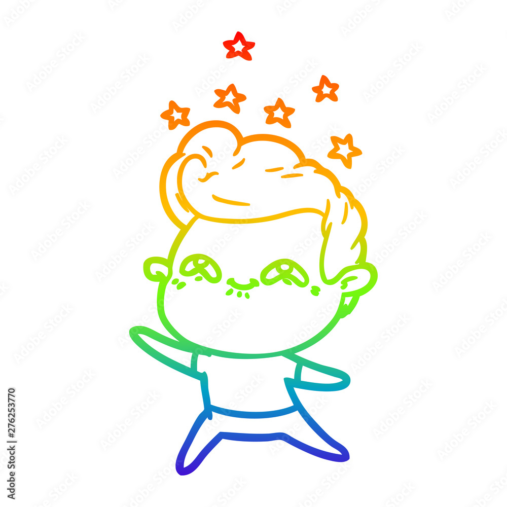 rainbow gradient line drawing cartoon excited man rainbow gradient line drawing cartoon excited man