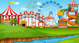 Amusement park background scene