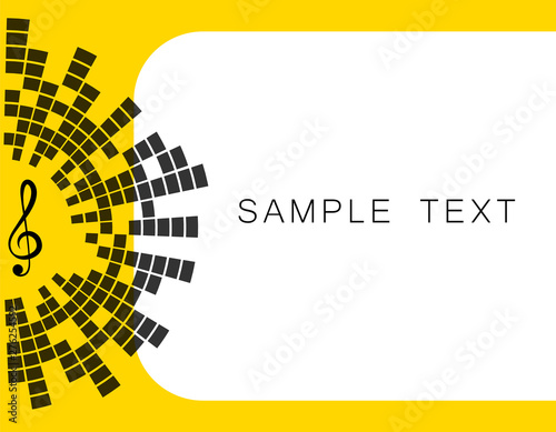 Vector yellow banner illustration, with space for text music key, equalizer. EQ. Art-design.