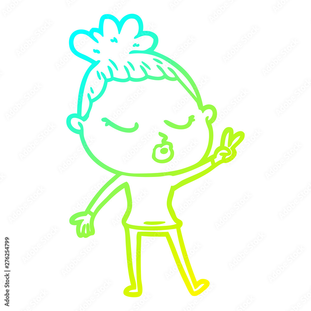 cold gradient line drawing cartoon calm woman cold gradient line drawing cartoon calm woman