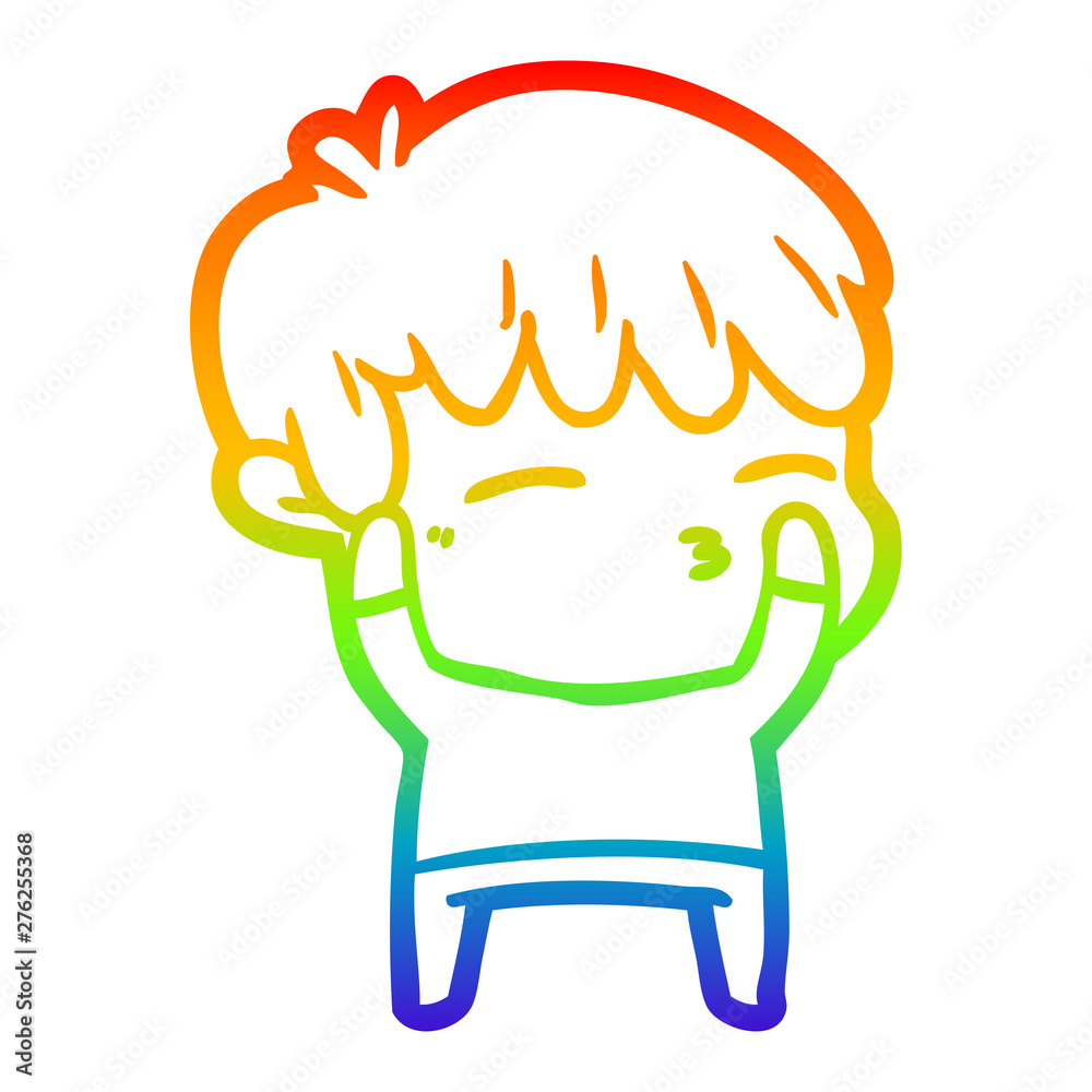 rainbow gradient line drawing cartoon curious boy rainbow gradient line drawing cartoon curious boy