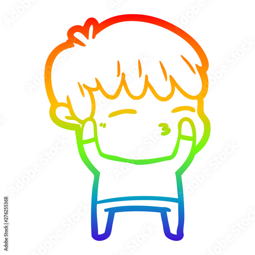 rainbow gradient line drawing cartoon curious boy