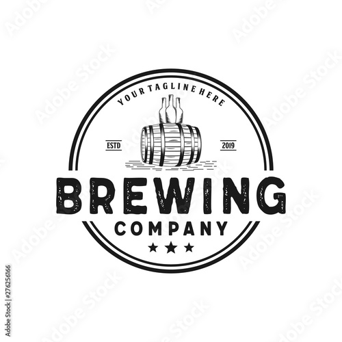 Brewing company with barrel badge vintage logo