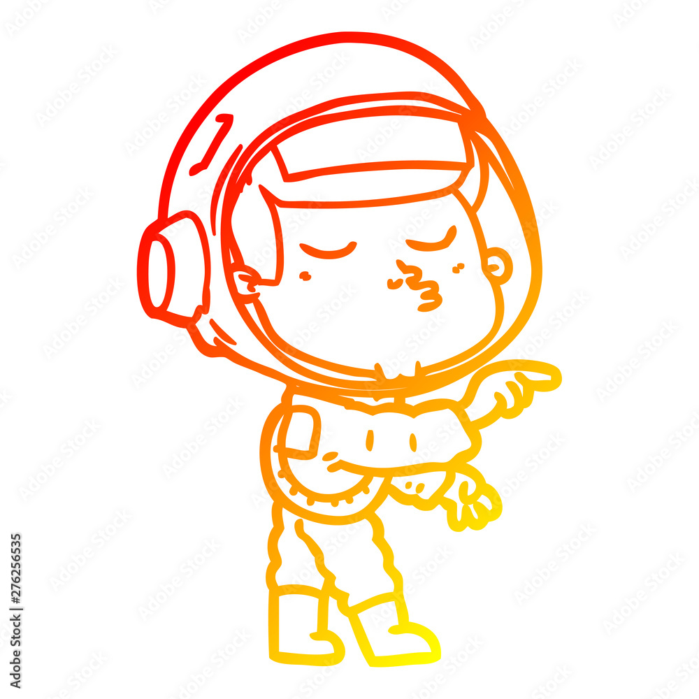 warm gradient line drawing cartoon confident astronaut
