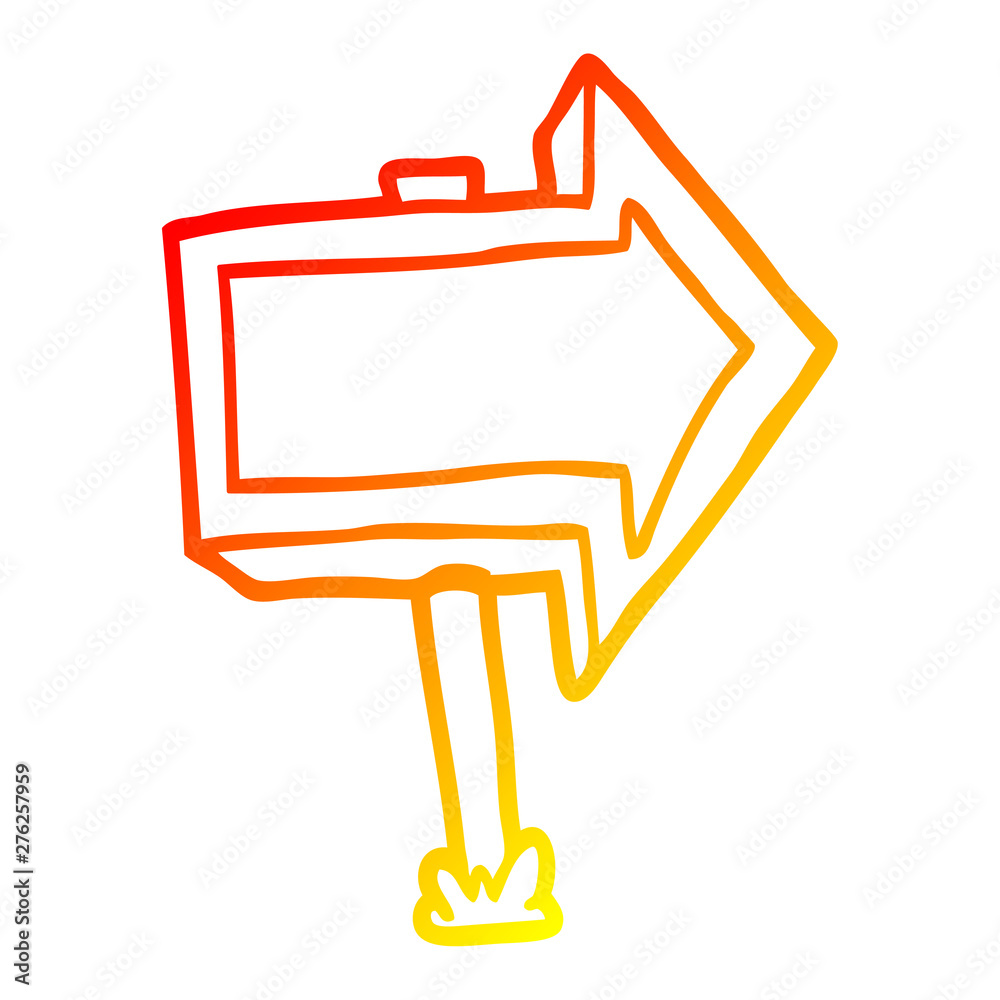 warm gradient line drawing cartoon pointing arrow sign warm gradient line drawing cartoon pointing arrow sign