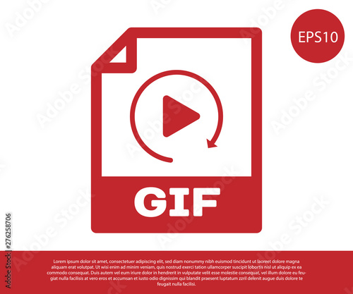 Red GIF file document icon. Download gif button icon isolated on white background. GIF file symbol. Vector Illustration