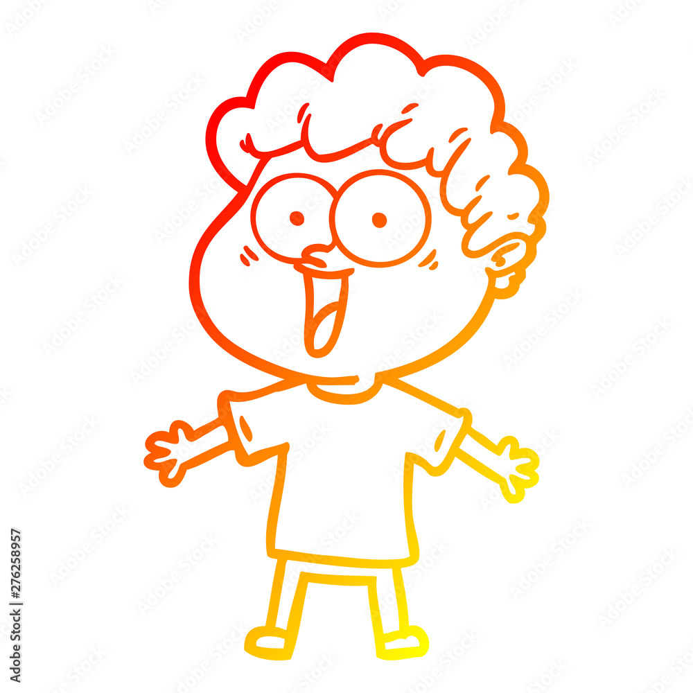 warm gradient line drawing cartoon happy man
