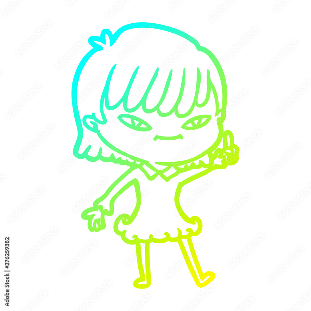 cold gradient line drawing cartoon woman with idea cold gradient line drawing cartoon woman with idea