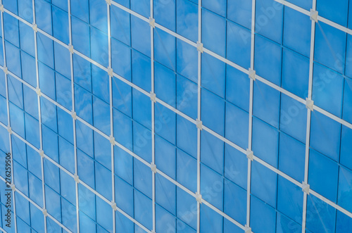 blue windows in the building. Background and texture