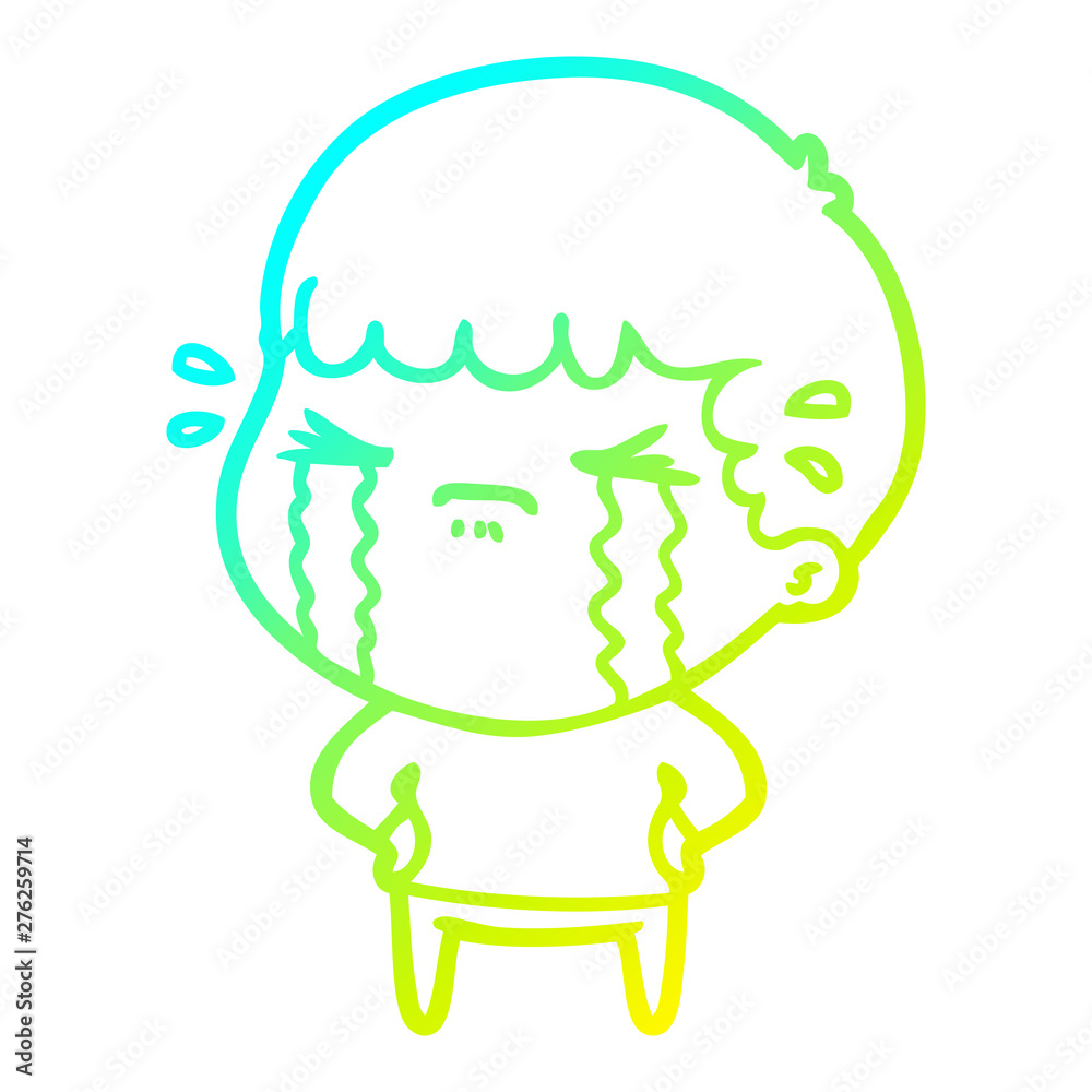 cold gradient line drawing cartoon man crying cold gradient line drawing cartoon man crying