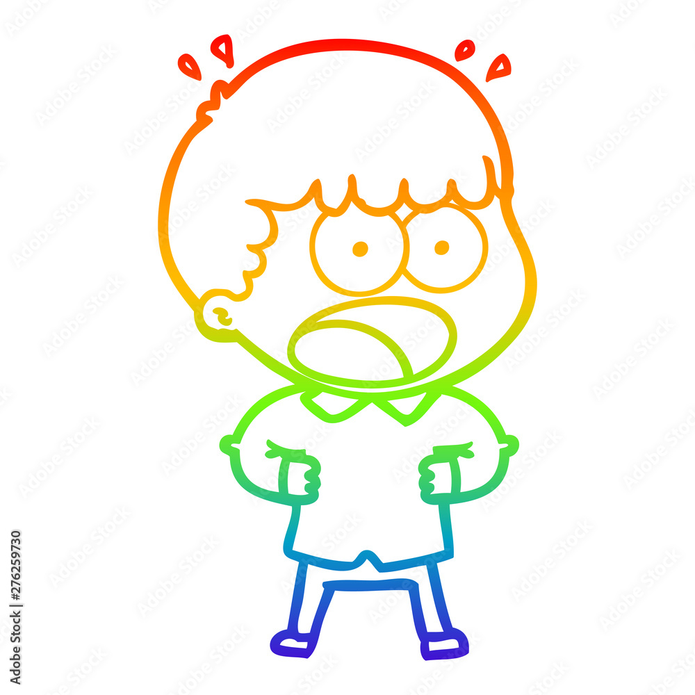 rainbow gradient line drawing cartoon shocked man rainbow gradient line drawing cartoon shocked man