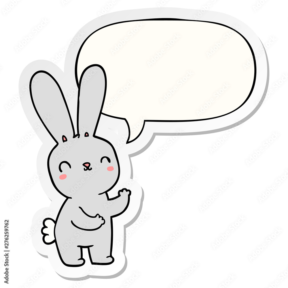 cute cartoon rabbit and speech bubble sticker cute cartoon rabbit and speech bubble sticker