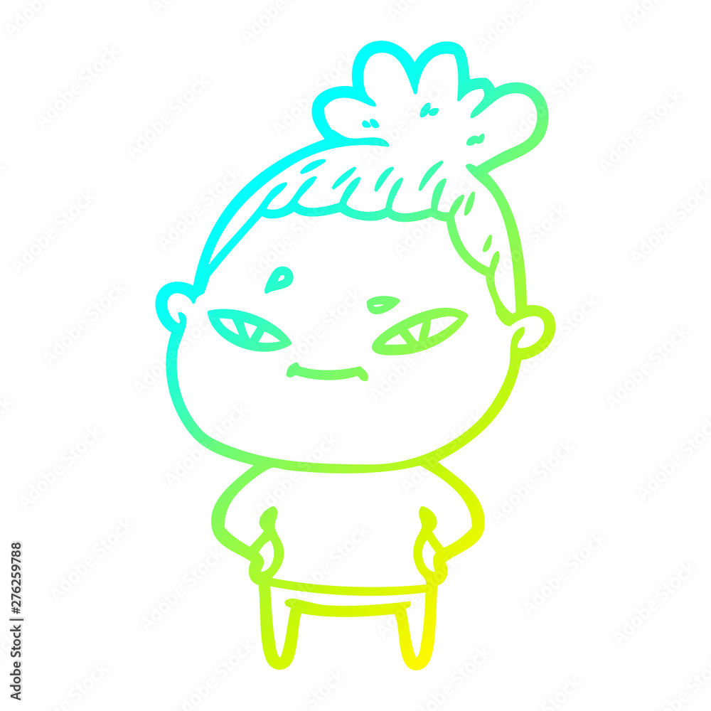cold gradient line drawing cartoon woman cold gradient line drawing cartoon woman