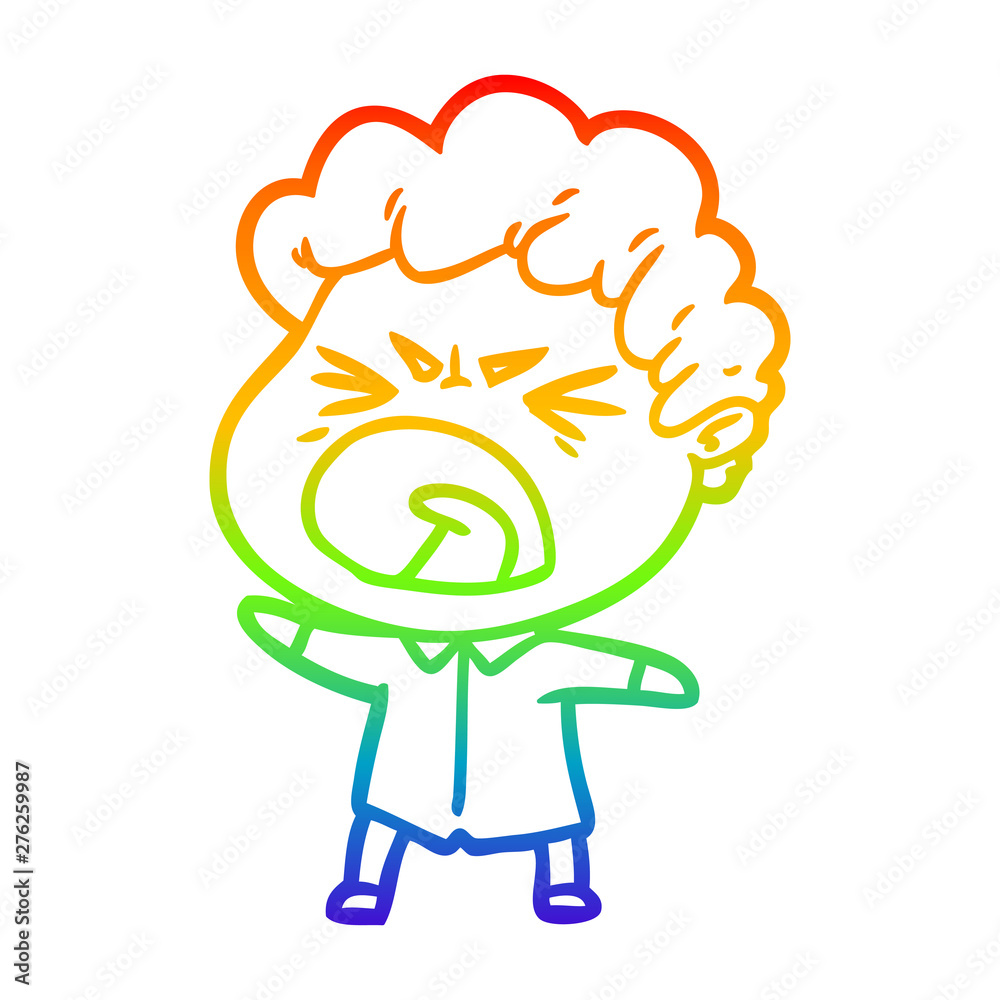 rainbow gradient line drawing cartoon furious man rainbow gradient line drawing cartoon furious man