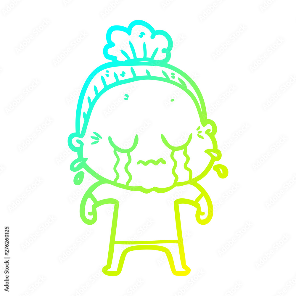 cold gradient line drawing cartoon crying old lady cold gradient line drawing cartoon crying old lady