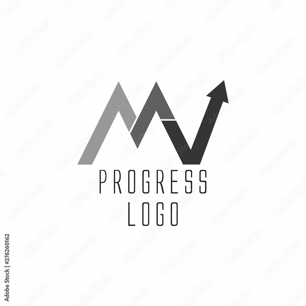 letter mv arrow up check mark logo vector