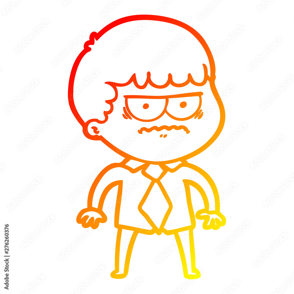 warm gradient line drawing cartoon annoyed man warm gradient line drawing cartoon annoyed man