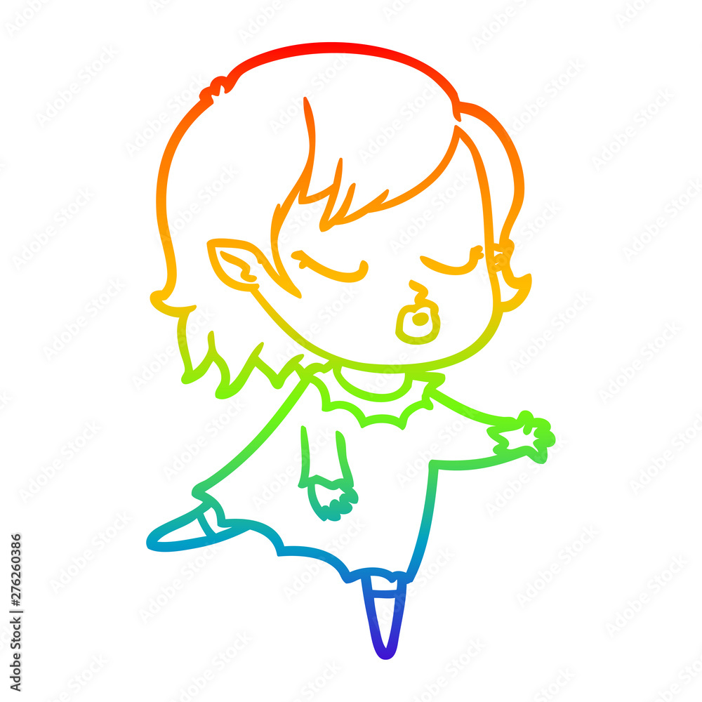 rainbow gradient line drawing cute cartoon vampire girl rainbow gradient line drawing cute cartoon vampire girl