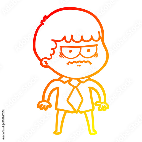 warm gradient line drawing cartoon annoyed man