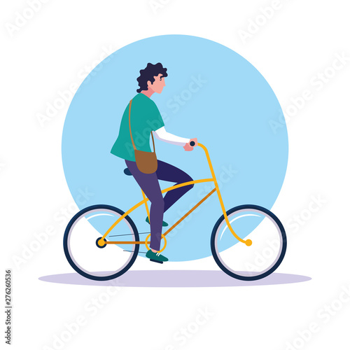 young man riding bike avatar character