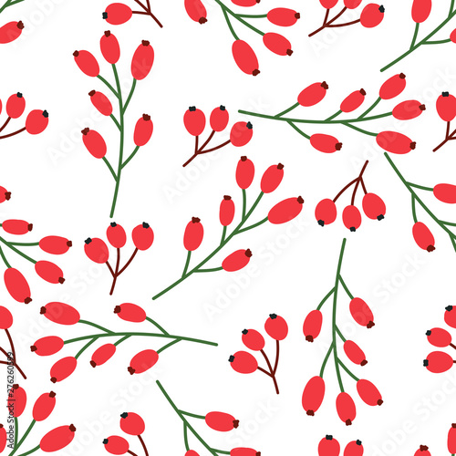 Seamless pattern with berries on a white background.  Vector design for wrapping paper  textile. .