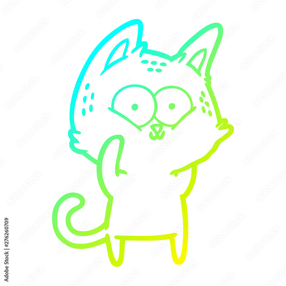 Fototapeta premium cold gradient line drawing cartoon cat
