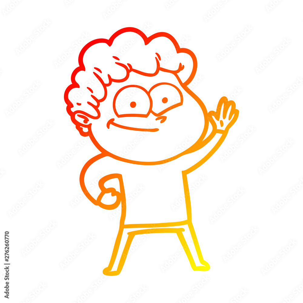 warm gradient line drawing cartoon happy man