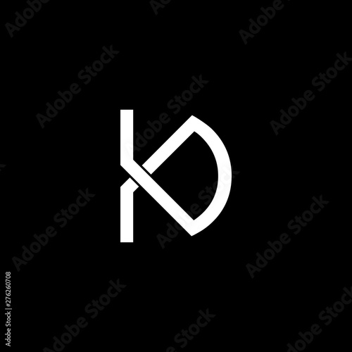 letter dk simple linked line logo vector