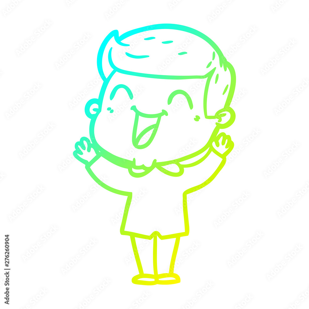 cold gradient line drawing cartoon man laughing