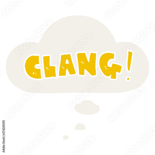cartoon word clang and thought bubble in retro style