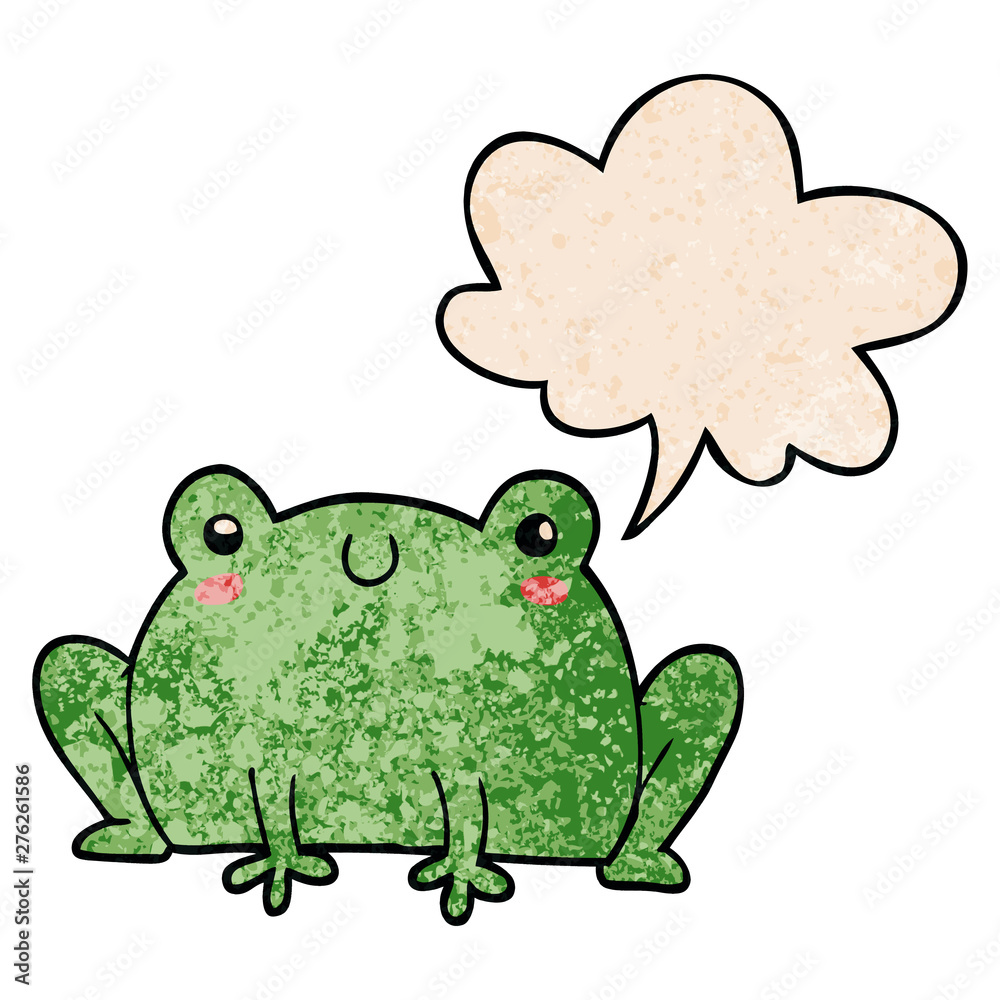 cartoon frog and speech bubble in retro texture style cartoon frog and speech bubble in retro texture style