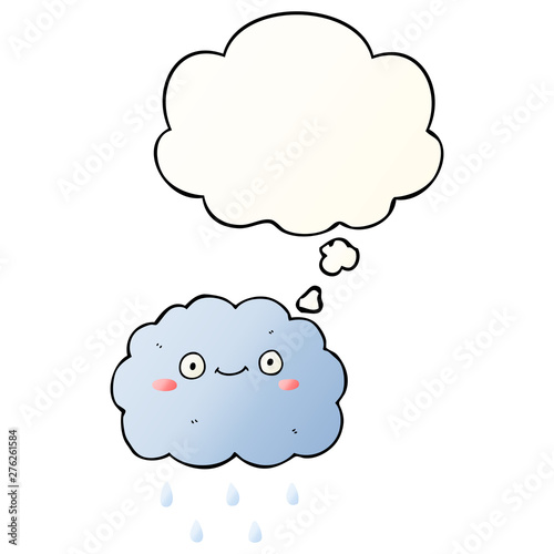 cute cartoon cloud and thought bubble in smooth gradient style